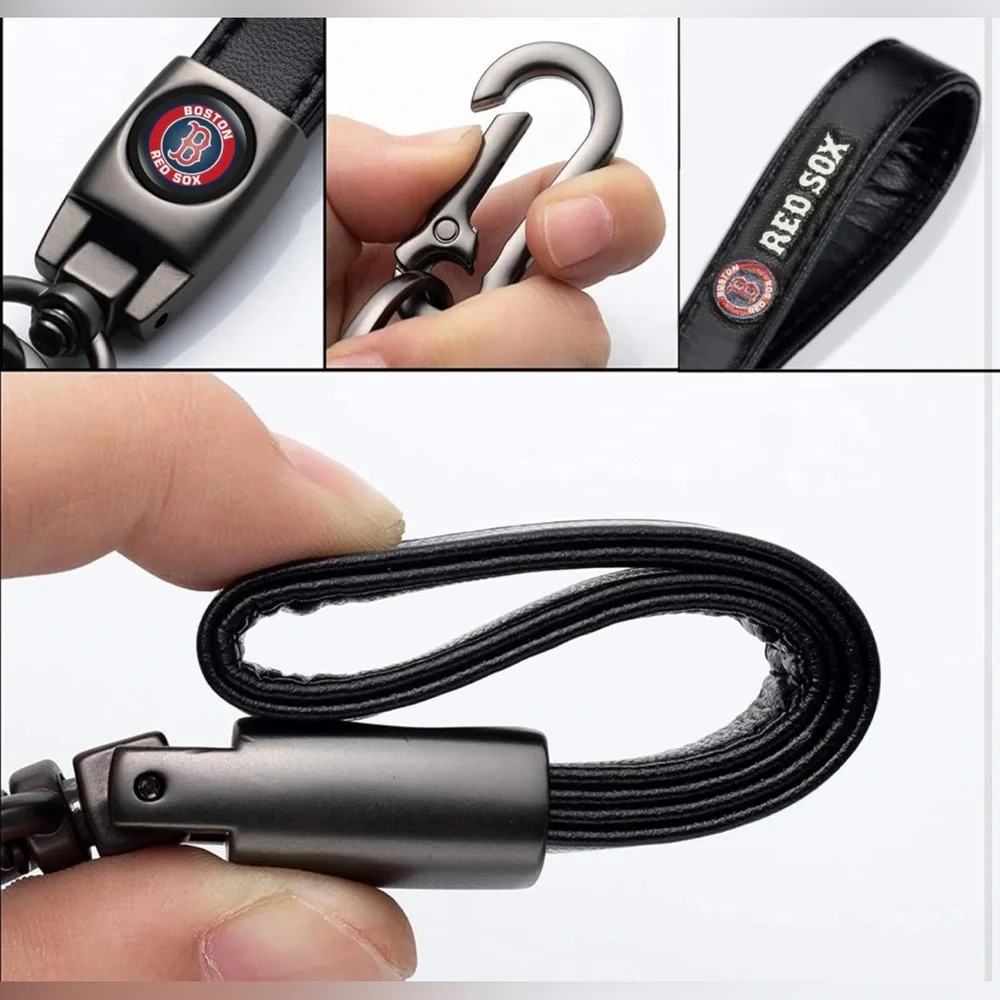 Red Sox leather keychain NEW